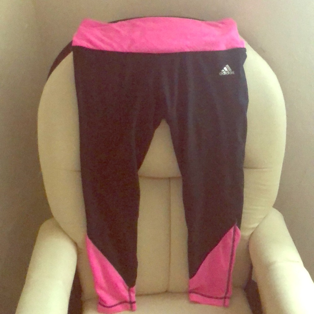 Adidas black and pink workout pants